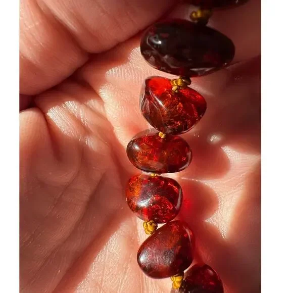 Natural Amber Bracelet – Hand-Knotted Cognac Nuggets, Baltic Style
